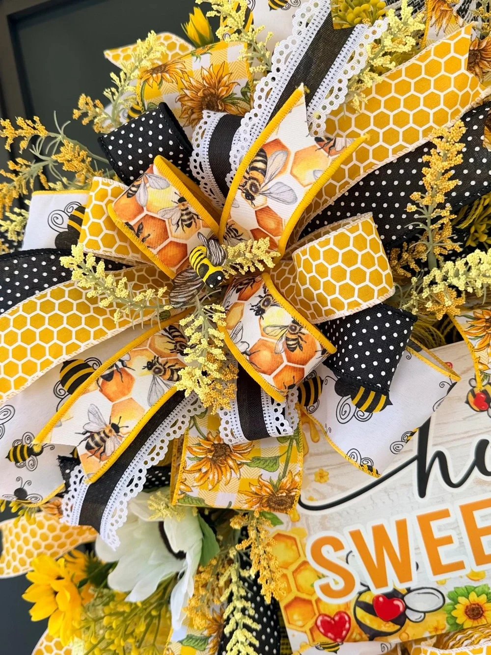 Home Sweet Home Sunflower and Bee Wreath